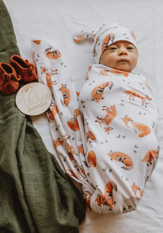 Ginger Fox | Cotton Jersey Wrap + Matching Top Knot Hat